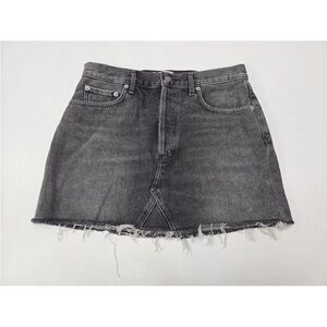 Agolde Quinn High Rise Mini Skirt in Jinx Black Denim Classic Size 29 Womens NEW